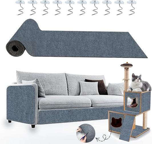 Cat Scratch Furniture Protector, 78.7x15.8inch Adhesive Cat Scratch Pad Deterrent for Furniture, DIY Climbing Cat Scratcher Couch Protector from Cat Claws Scratching for Indoor (Gray)