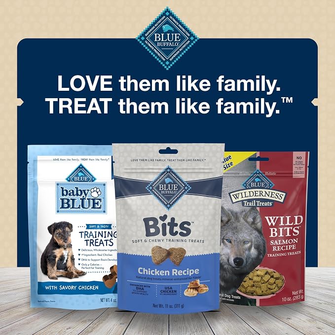 Blue Buffalo Bits Soft Dog Treats for Training, Made with Natural Ingredients & Enhanced with DHA, Chicken Recipe, 11-oz Bag