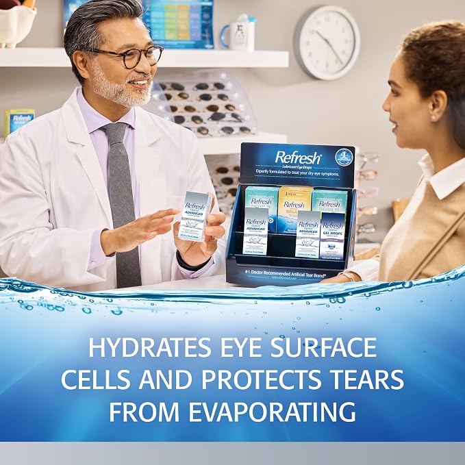 Refresh Optive Advanced Lubricant Eye Drops Artificial Tears,0.33 fl oz (10 mL),(Pack of 2)