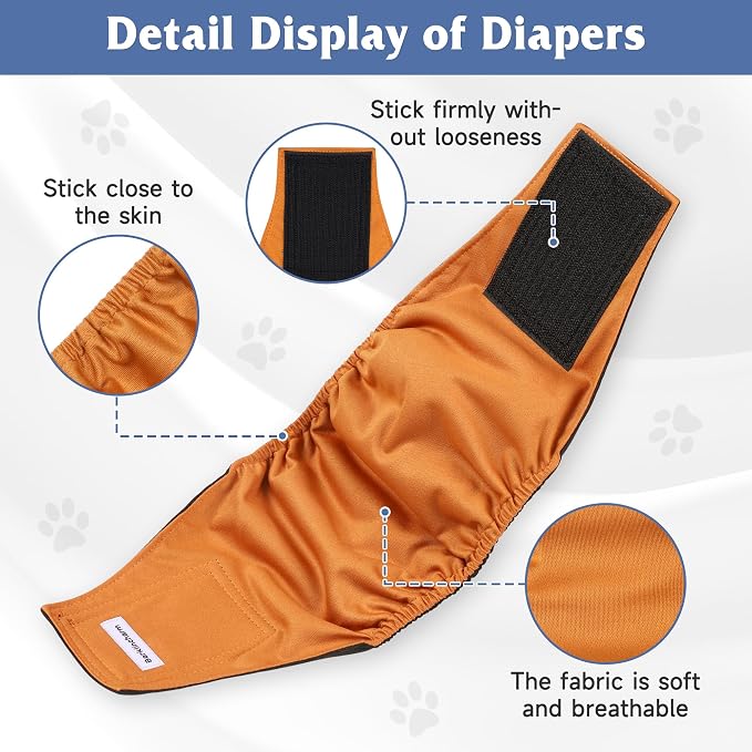 5 Pack Dog Diapers Male, High Absorbing Dog Wraps, Belly Bands for Male Dogs with Incontinence or Frequent Urination, Washable Doggie Diapers Brown XL
