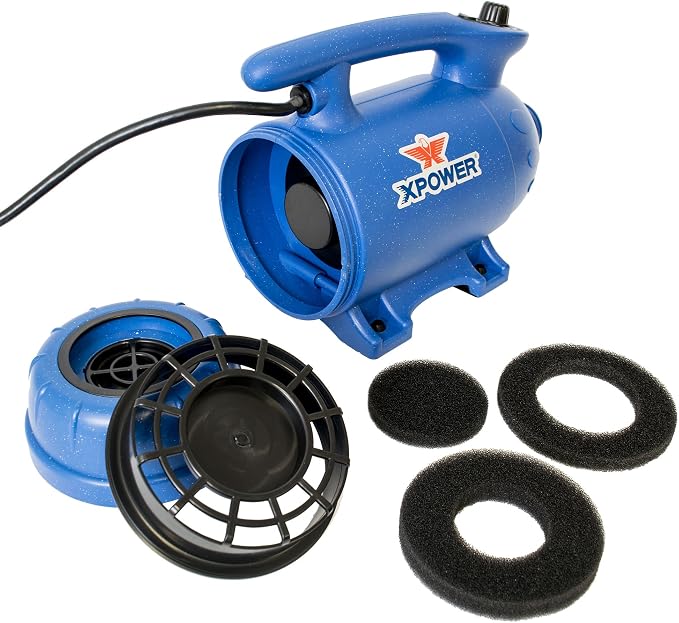 XPOWER B-24 Professional Pet Grooming Force Dryer with Powerful and Quiet Motor, Variable Speed and Extra Heat, Versatile For All Coats and Breeds