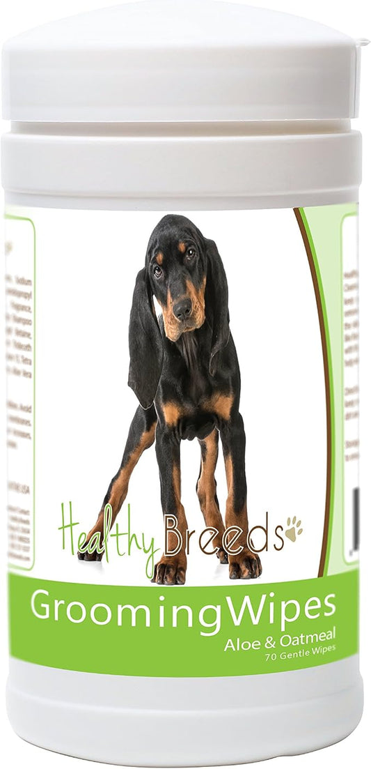 Healthy Breeds Black and Tan Coonhound Grooming Wipes 70 Count
