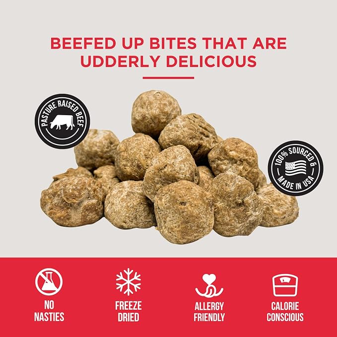 Natural Rapport Freeze Dried Beef Meatballs Dog Treats - Pasture Raised Beef & Liver, High Protein Training Treats (4 oz) (40+ Treats)