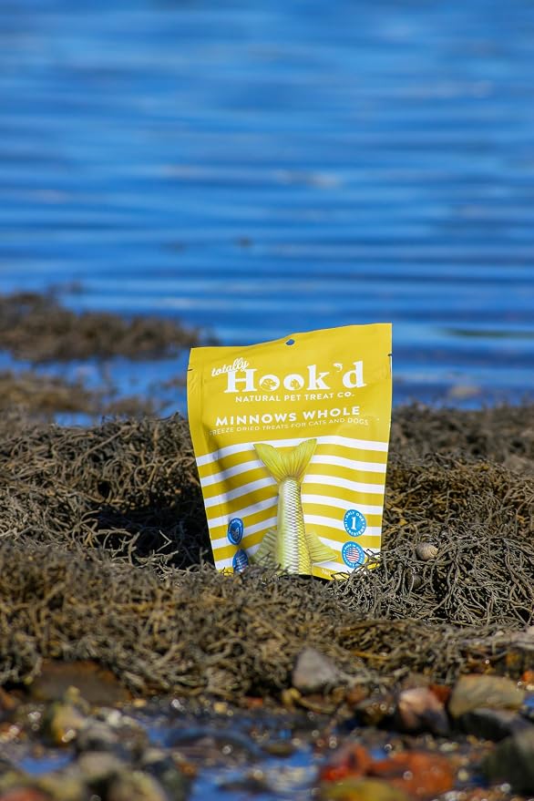 Totally Hook'd Freeze‑Dried Single‑Ingredient Whole Fish Treat, High‑Protein Omega-3, Raw, Great for Training and Picky Eaters, Snack for Dogs & Cats (1 Ounce Bag, Whole Minnows, 3 Pack Bundle)