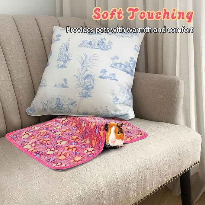 YUEPET Waterproof Guinea Pig Blankets Washable 3 Pack Small Animal Fleece Cage Liners Pet Soft Sleep Mat Pad Cover Warm Flannel Throw for Hamster Guinea Pig Rabbit Chinchilla Hedgehog Ferret 30"×16"