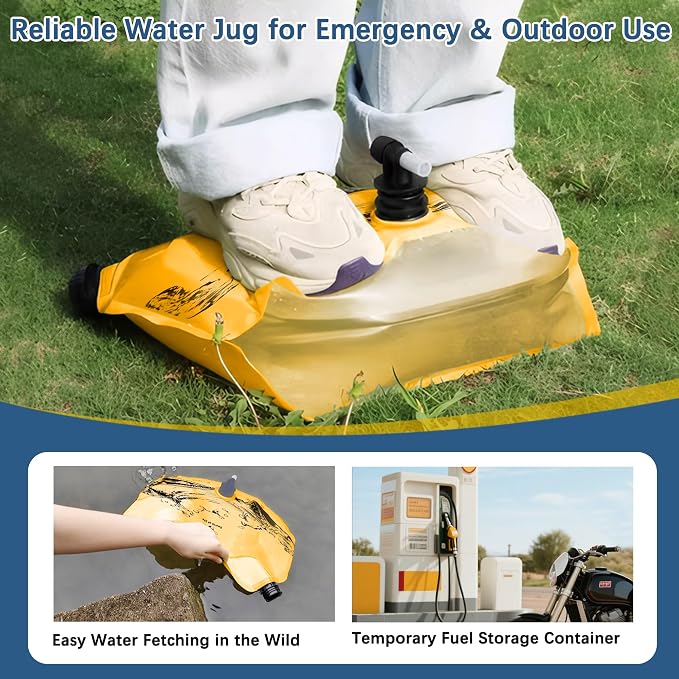 Water Jug Camping 2.1 Gallon Collapsible with Spigot, BPA Free Portable Water Pouch Foldable Water Bags for Outdoor Hiking, Travel and Emergency & Water Storage Containers (Orange-1Pcs)