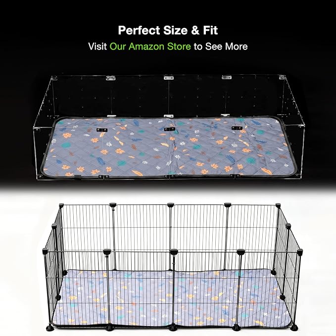 GuineaLoft™ Guinea Pig Cage Liner 2-Pack - Gray, 47" x 24" Reusable Washable Bedding, Absorbent & Waterproof Pee Pad for Model-A & C&C Cages, Rabbits, Dogs, Cats & Small Pets