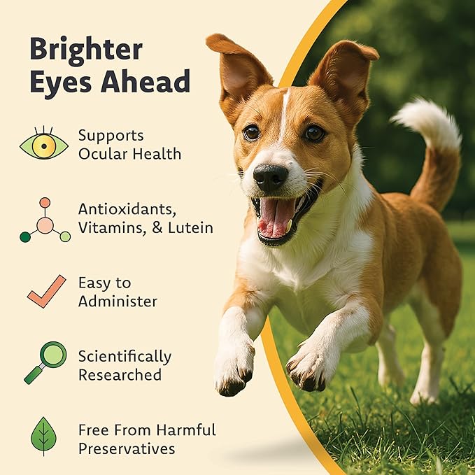 Ocu-GLO PB Vision Supplement for Small Dogs & Cats – Easy to Administer Powder Blend with Lutein, Omega-3 Fatty Acids, Grape Seed Extract and Antioxidants to Promote Eye Health, 30ct Sprinkle Capsules
