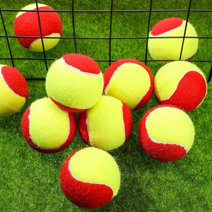 Hanaive 24 Pack Tennis Balls for Kids 75% Low Compression Stage Kids Tennis Ball Bulk for Beginners Ball Machine Training Transition Practicing PET Dog Playing Practice on Short 36 Foot Court