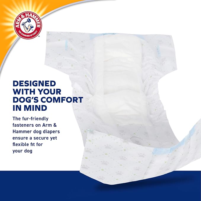 Arm & Hammer for Pets Disposable Female Dog Diapers with Odor Control and Wetness Indicator, Leak Resistant Dog Diapers for Incontinence and Heat Cycles, Size Large 18–23 in Waist, 12 Count