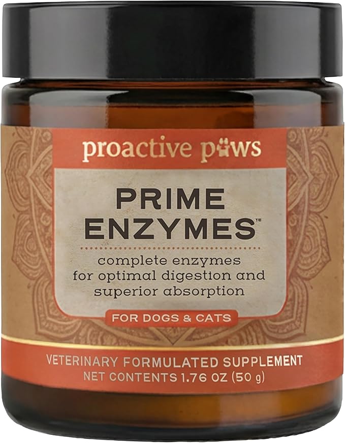 PROACTIVE PAWS Prime Enzymes – Digestive Enzyme Supplement for Dogs and Cats with Taurine, Papaya & Pineapple for Digestive Support and Nutrient Absorption