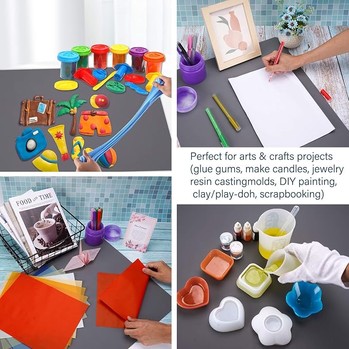 Gartful Silicone Mat Dark Grey 25.2" x 17.7", Large Craft Sheet, Desk Work Mat & Countertop Protector