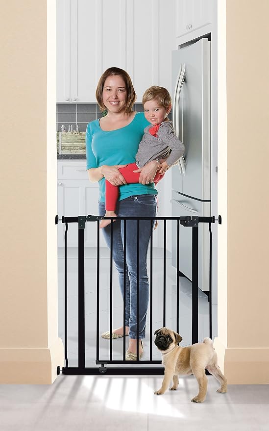 Dreambaby Liberty Walk Thru Baby Safety Gate Set - with 3.5inch Extension Panel, Fits 29.5-36.5inch Openings - Pressure Mounted Security Gates - Model L1992BB - Black