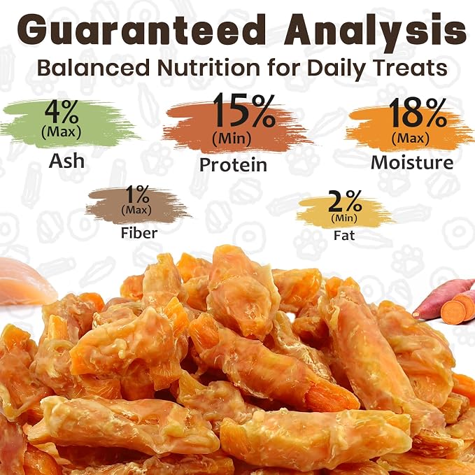 Chicken Wrapped Sweet Potato Dog Treats, Gluten & Grain Free Dog Chews for Puppy and Small Dogs, 1.35 Pound