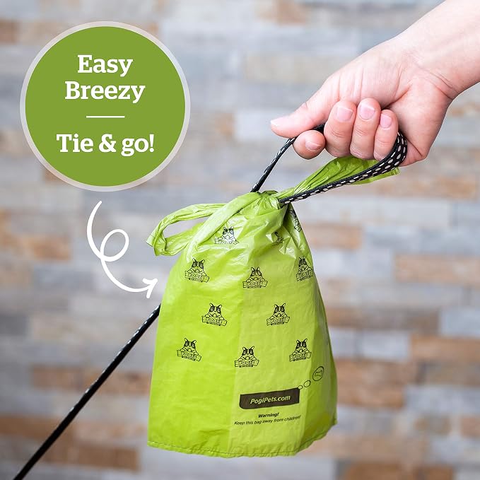 Pogi's 300 Dog Poop Bags w/Handles and 100 Plant-based Green Tea Leaf Scented Grooming Wipes Bundle