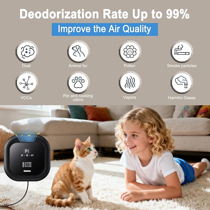 Cat Litter Deodorizer for Litter,Ozone Odor Eliminator for Pets,99% Odor Removal Air Purifier for Cat Litter Box,Home Insertable Air Purifier Suitable for Bedrooms,Bathrooms,garage,Smoke,Kitchens