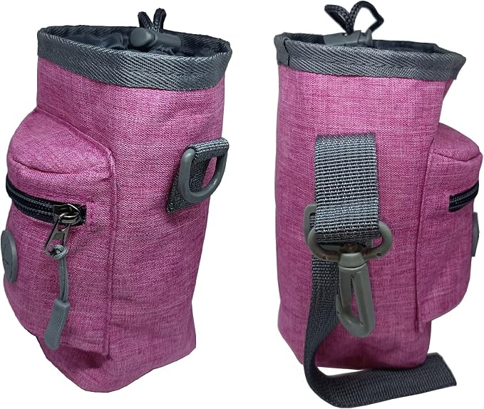 Portable Dog Treat Pouch Dog Training Treat Pouch Dog Training Treat Bag Pet Trainer Waist Bag Built-in Poop Bag Dispenser Dog Walking Bag Pet Outdoor Travel Bag Feeding Bag For Kitten Puppy (Pink)