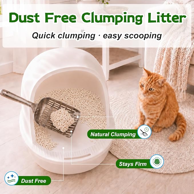 Worda Tofu 100% Natural Plant-Based Cat Litter Unscented, Dust-Free and Respiratory Friendly Low Tracking Fast Clumping for Multi-Cat Homes 9LB x 2 Bags