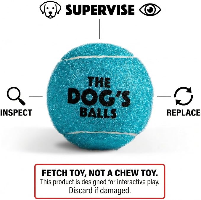 The Dog's Balls Dog Tennis Balls Tough 2.5" 12-Pack Blue Floats in Water | Our fetch balls combine non-abrasive felt exterior and a thicker rubber core Durable Dog Toy for Outdoor Play & Training