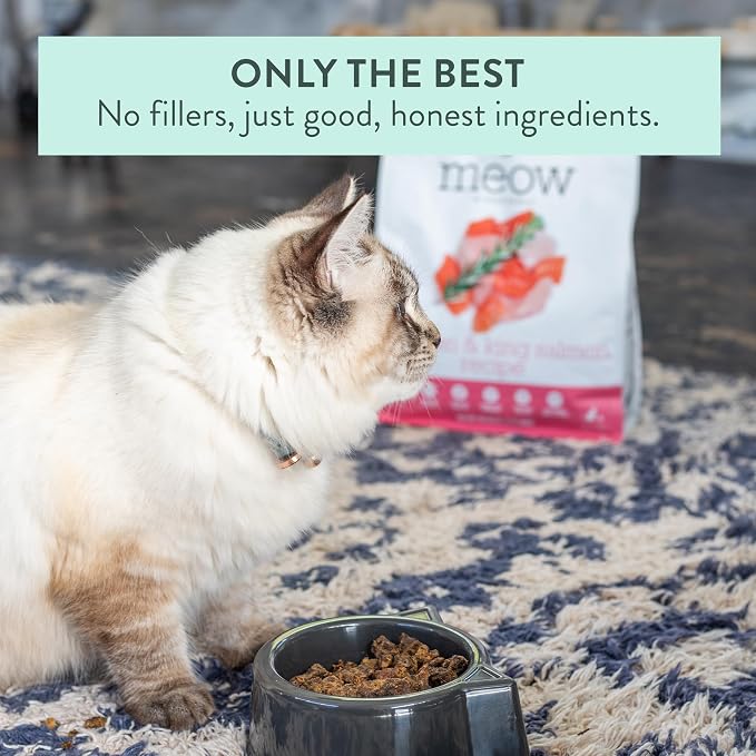 The New Zealand Natural Pet Food Co. Meow e - Chicken & King Salmon Recipe, Dry Cat Food Use as a Complete Diet, Topper, Mixer, or as Cat Training Treats, All Life Stages, 3.5 oz
