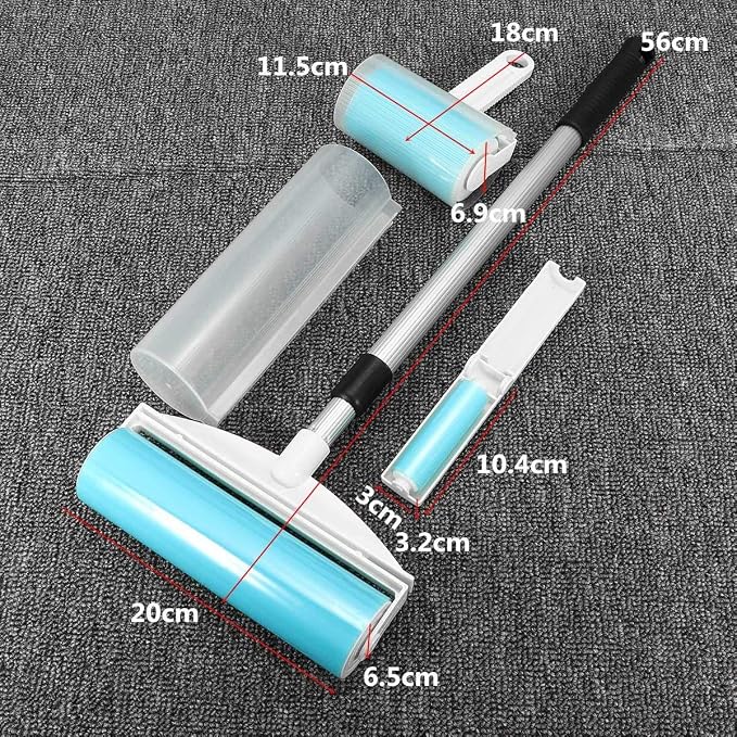 3Pcs Washable Roller Cleaner Lint Sticky Picker Pet Hair Dust Remover Brusher Quickly Plastic + TPR for Clothes Carpets Furnit