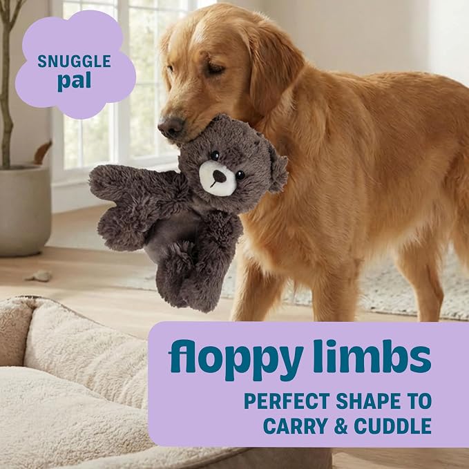 Calming Plush Dog Toy with Squeaker, Ultra-Soft Floppy Cuddle Companion, Lavender Scented, Bear, Large, 11.8”