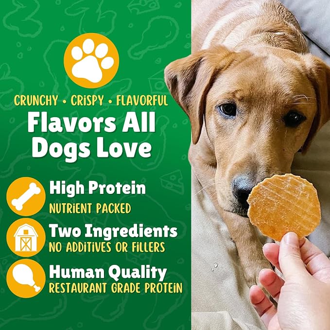Lucky Premium Treats Chicken & Apple Lucky Chips for Dogs – Healthy Chicken Dog Treats Made in USA – 2 Ingredient Chicken Jerky Dog Treats – 12 oz Bag
