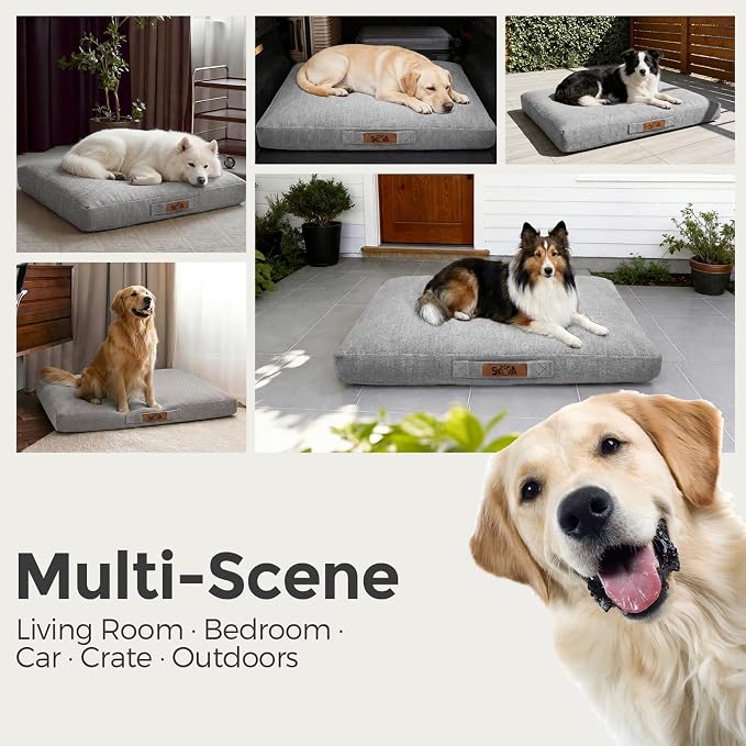 Sytopia 50" XL Chew Proof Dog Bed-Light Grey