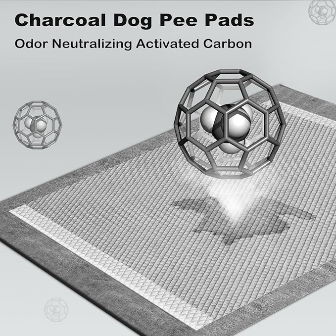 MIZOK Pee Pads for Dogs 30x36in Charcoal Dog Pads XL, Super Absorbent Odor Eliminating Leak-Proof, Dog Pee Pads with Activated Carbon for Large Breeds, Disposable (40 Count)