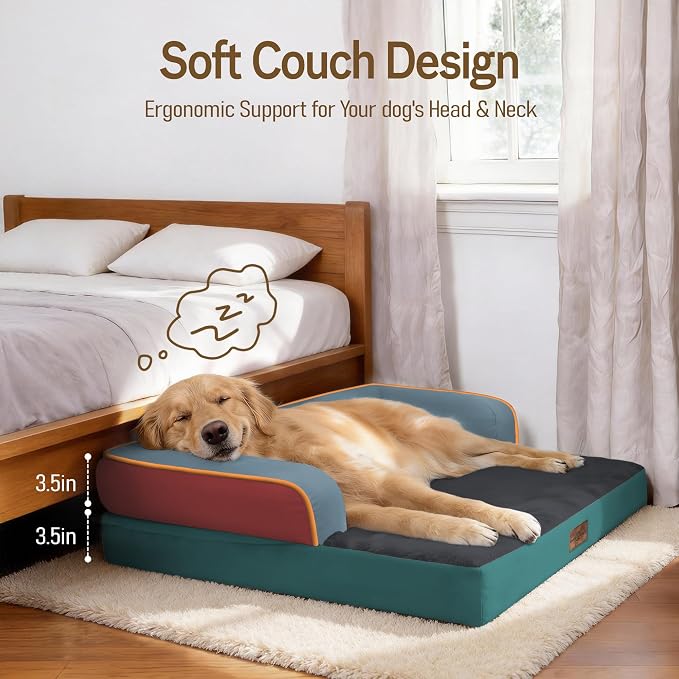 Comfort Expression Memory Foam Dog Bed - Washable Pet Bed for Big Dog Waterproof Orthopedic Dog Beds with Removable Cover ，Non-Slip Pet Couch Sofa- 36 x 27