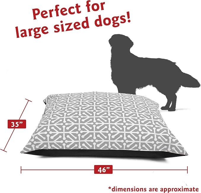 Majestic Pet Rectangle Large Dog Bed Washable – Non Slip Comfy Pet Bed – Dog Crate Bed Super Value Pillow Dog Bed – Dog Kennel Bed for Sleeping - Dog Bed Large Breed 46 x 35 Inch – Aruba Gray
