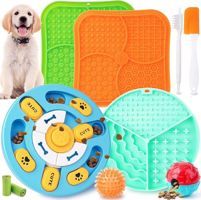 Forfon 10 Pack Complete Dog Puzzle Toys Set-Dog Lick Mat & Feeding Bowl with Suction Cups for Small & Medium Breeds,Enrichment Toys for IQ Training & Mentally Stimulating