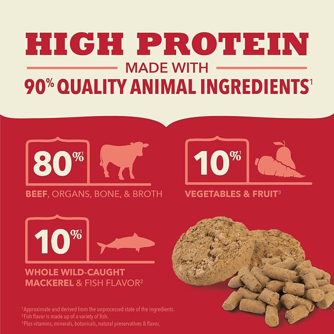 ACANA Grain-Free High Protein Freeze Dried Dog Food & Topper Ranch-Raised Beef Recipe Patties 14oz Bag