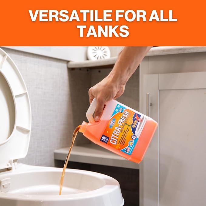 Walex Citra-Fresh Liquid Holding Tank Treatment for RV, Camper & Marine - Black Water Tank Deodorizer for Rapid Breakdown of Waste & Toilet Paper, Biocide-Free, Septic Tank Safe, 64oz
