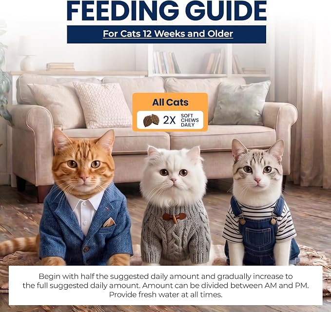 Allergy Soft Chews for Cats Itchy Skin Relief 60 Count