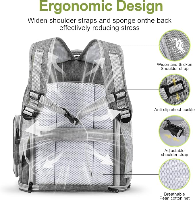Cawypety Expandable Cat Backpack,Cat Bubble Backpack Carrier for Carrying Cats, Pets and Small Dogs,Airline-Approved,Designed for Travel, Hiking, Walking,Car （Grey