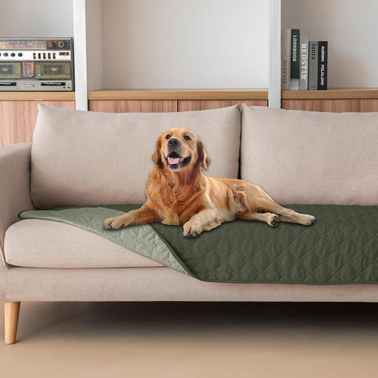 gogobunny 100% Double Sided Waterproof Dog Blanket Soft Pet Bed Cover Reversible Protect Furniture Couch Sofa Car for Puppy Cat Kids (Dark Olive/Light Olive, 30x80 Inch (Pack of 1))