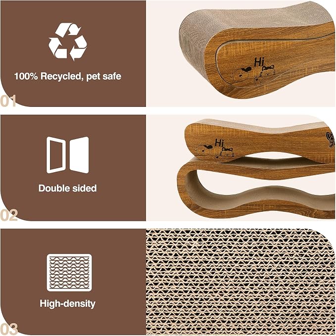 Cat Scratcher, 2 in 1 Cat Scratch Board for Scraching & Napping, Cat Scratchers for Indoor Cats Scratching Pad Couch Lounger Cardboard as Cat Bed & Furniture Protector, XLarge 34.25 Inch, with Catnip