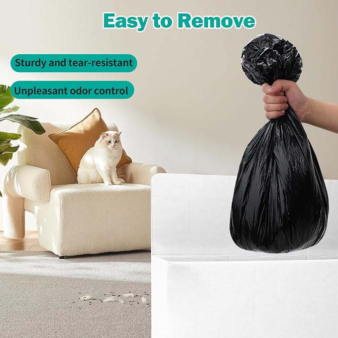 Trash Bags Compatible with Popur X5 Litter Box - with Elastic Band, Thickened Design for Popur X5 Self-Cleaning Cat Litter Box/Home Trash Bags -Black (50 Pcs)