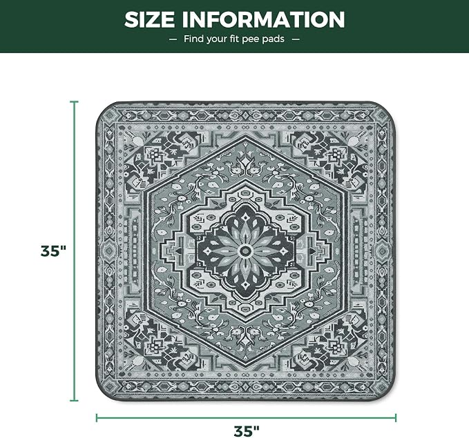 FXW Washable Pee Pads for Dogs, Puppy Pads with Super Absorbent, Specifically Designed for Potty Training, 35" Square, Boho Grey, 2 Packs