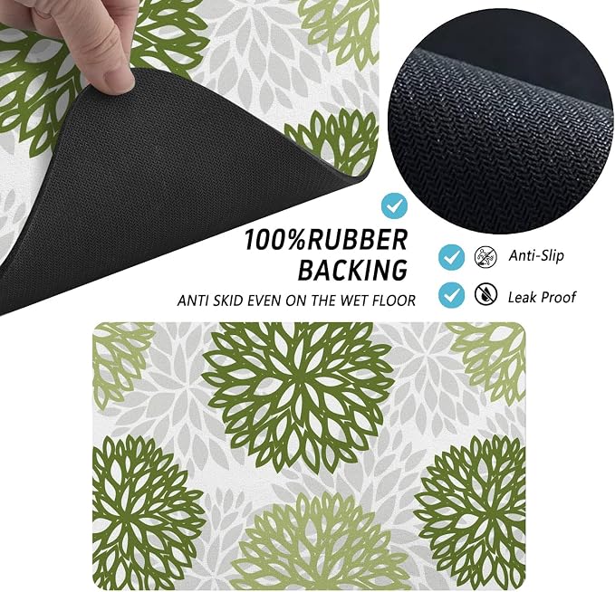 Dog Food Mats for Floors, Absorbent and Quick-Drying Pet Cat Food Mat,Anti-Fouling and Easy-to-Clean Pet Feeding Mat,Dog Bowl Mat for Messy Drinking Water Bowls.17x32, Bohemia Dahlia Floral Style
