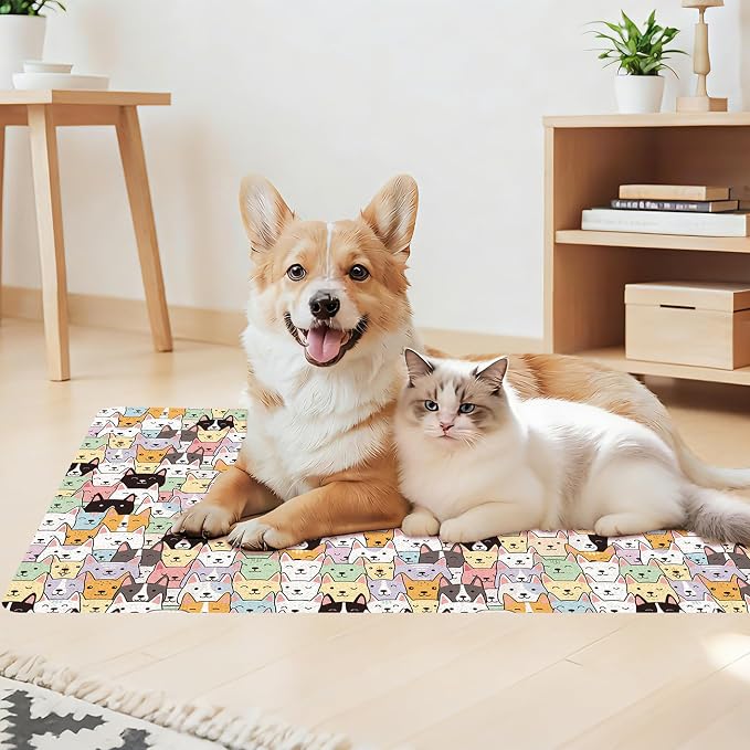 Dog Food Mat, Absorbent Pet Feeding Mat for Dog & Cat Food and Water Bowl, Non-Slip Quick Dry Pet Placemat Floor Protector for Messy Drinkers(16 x 24in)