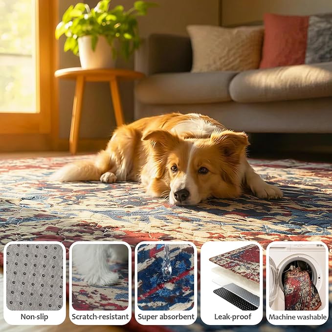 Washable Pee Pads for Dogs, Reusable Puppy Potty Training Pads, Ultra-Absorbent Thick Waterproof Leak-Proof Non-Slip Pads & Mat for Crate, Playpen, Floor, Whelping & Housebreaking , 2 Pack 36"x72"