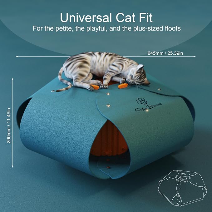 Cat Tunnel, Cat Cave for Indoor Cats Bed,Scratch Resistant Cat Toys for Medium Large Cats Hide and Seek Toy (Peacock Blue)