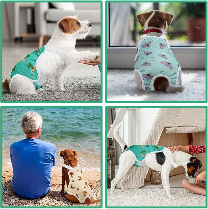 Jollywoods 3 Pack Washable Female Dog Diaper Onesie Sanitary Pantie with Adjustable Suspender, Reusable Fixed Doggie Diapers, Super Absorbent Leakproof for Small Medium Large Dog in Heat Cycle M
