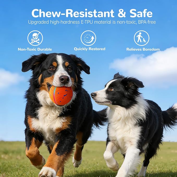 Smart Interactive Dog Toys Automatic Moving Dog Ball, Orange | ETPU New Material, Motion Activated Rolling & Rotating, For Medium & Large Dogs, Enrichment & Stimulation