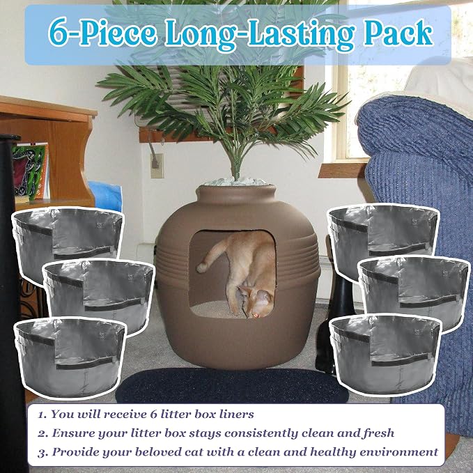 Purifylogix 6PCS Cat Litter Box Liners for Hidden Cat Litter Box | Leakproof Waterproof Non-Slip Liner, Reusable & Washable, Scratch-Resistant, Machine Washable