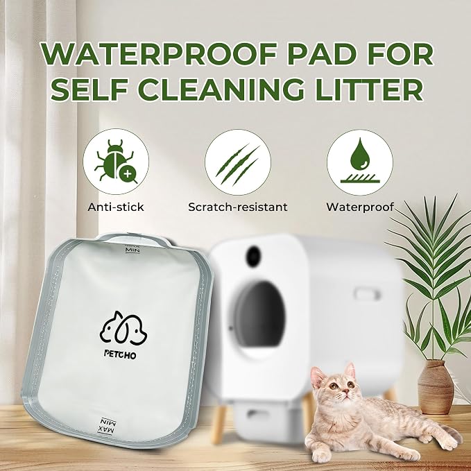 2-Pack Self Cleaning Litter Box Waterproof Pad Replacement Parts, Compatible with Most Automatic Cat Litter Boxes, Leak-Resistant, Washable & Reusable, Durable, Easy Install, Same-Size Fit