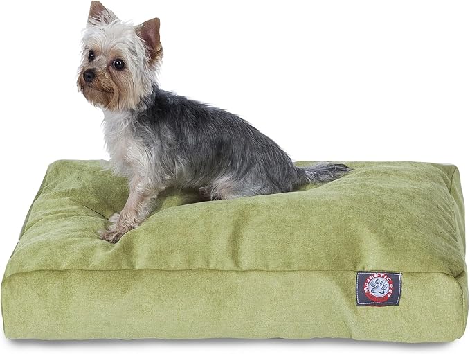 Majestic Pet Shredded Memory Foam Dog Bed Small with Removable Washable Cover – Rectangle Orthopedic Dog Bed–Durable Dog Crate Bed-Flat Dog Bed for Senior Dogs - (27x20) S - Villa - Apple