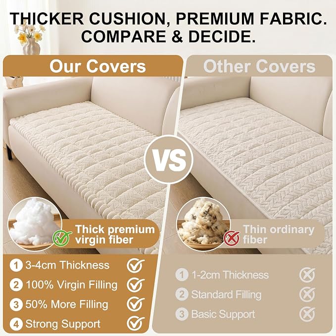 Smiry Couch Cover for Dogs, Non Slip Fuzzy Pet Sofa Covers Washable for Sectional Couch, Soft Thick Furniture Protector for Cats Dogs, Against Fur, Dirt, Scratch Resistant (Beige, 43"x63")